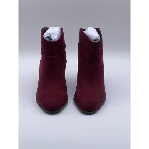 Violet & Red Womens Sz 8.5 Jackson Lazer Cut Topline Bootie Burgundy NEW - Picture 2 of 11